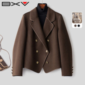 BXV复古小个子澳洲羊毛大衣女2026春季 新款 英伦风双面羊绒短外套