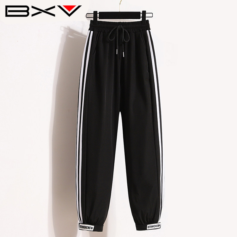 BXV冰丝裤子女夏薄款休闲裤女士运动宽松束脚户外速干九分运动裤