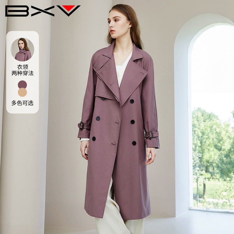 BXV双层领风衣女中长款