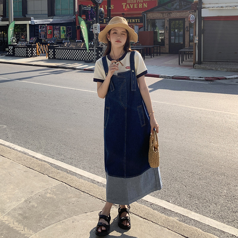 现货宽松慵懒风口袋个性牛仔背带裙297-058,女装连衣裙,艾艾淮淮