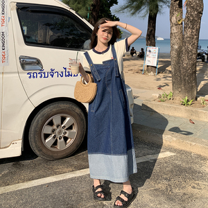 现货宽松慵懒风口袋个性牛仔背带裙297-058图片