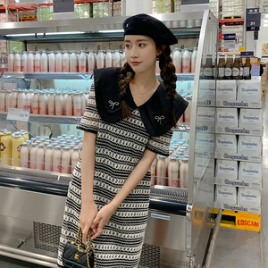现货夏季小香风小众法式减龄娃娃领连衣裙297-119-P115-K168