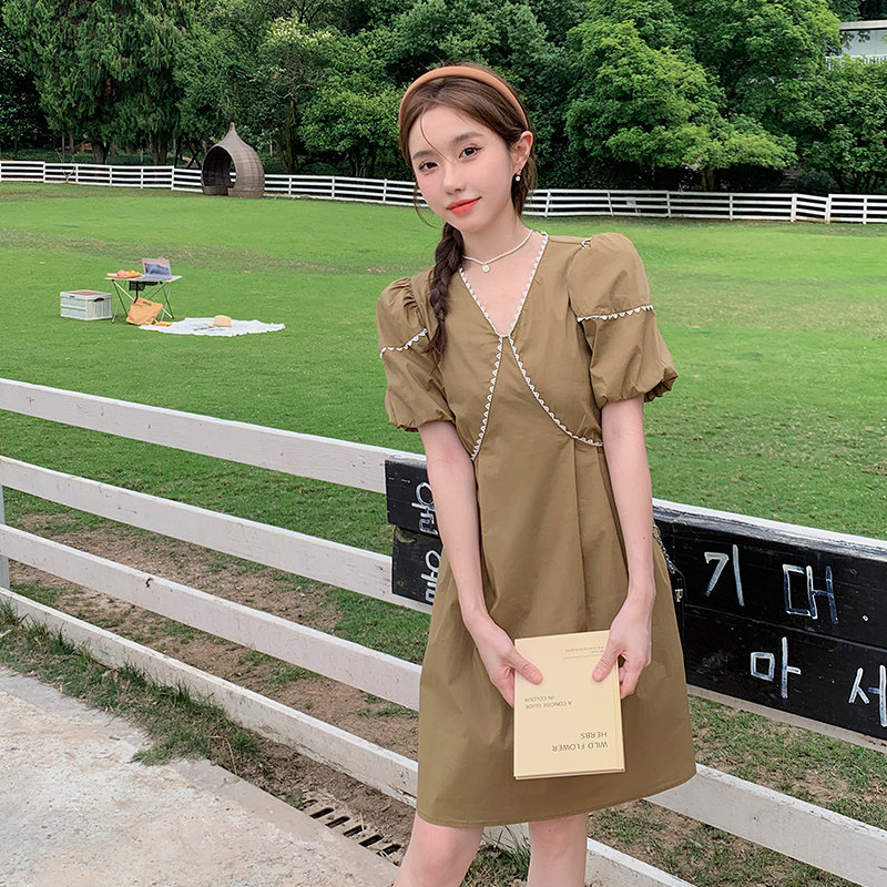 现货气质修身小众花边连衣裙297-256-P105-K158,女装连衣裙,艾艾淮淮