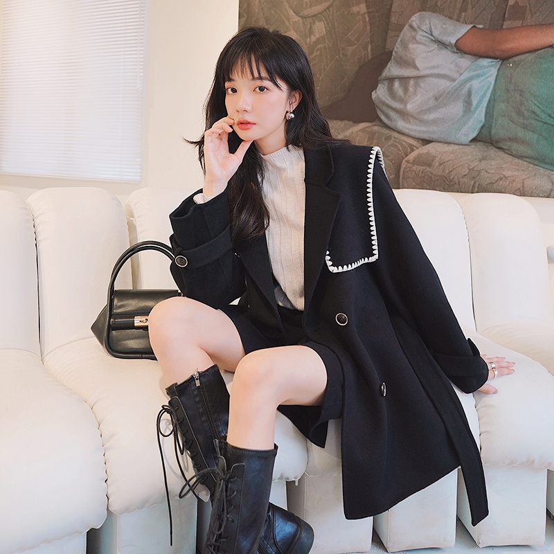 现货三色重磅主推现货刺绣小个子尼大衣297-7802-P165-K248，女装毛呢外套，艾艾淮淮