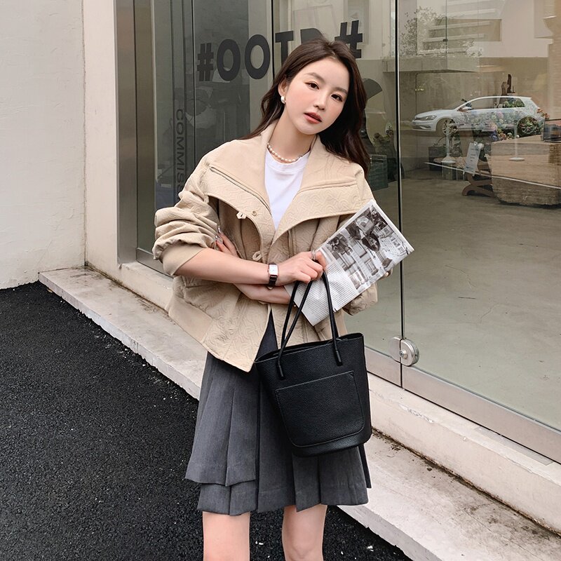 现货立领菱形格小个子抽绳收腰短外套297-032,女装短外套,艾艾淮淮