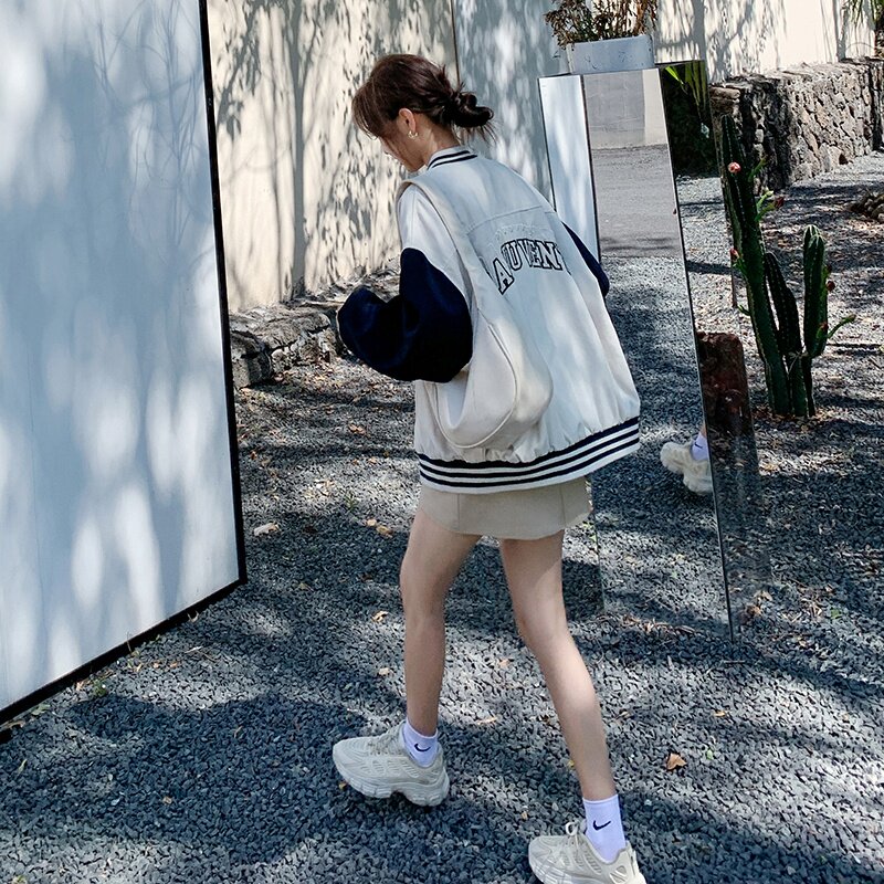 现货字母刺绣撞色棒球服女韩版减龄休闲外套297-8020-P135-K188,女装短外套,艾艾淮淮