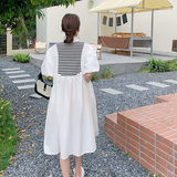 现货法式小众高级感炸街条纹撞色连衣裙297-195-P115-K168，女装连衣裙，艾艾淮淮