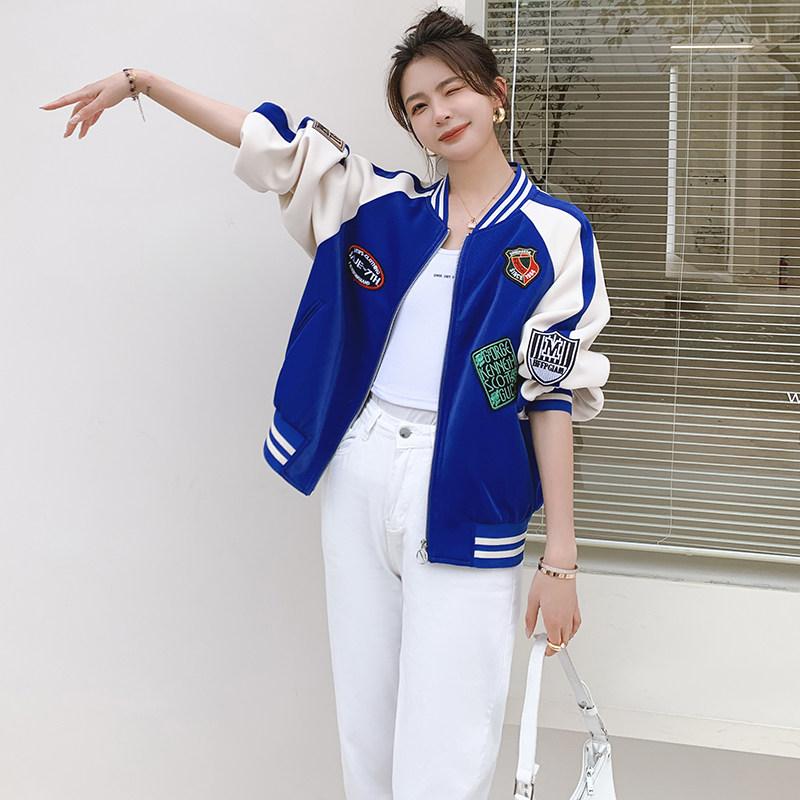 现货三色好卖款贴标棒球服设计感外套297-7918-P115-K168图片