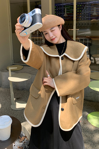 现货 学院风小个子感娃娃领呢大衣297-8063-P150-K228图片