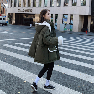 90 绒 现货羊羔毛拼接 羽绒服297-8156-P295-K428图片