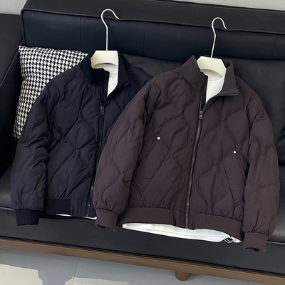 美式休闲针织立领轻薄羽绒服男潮
