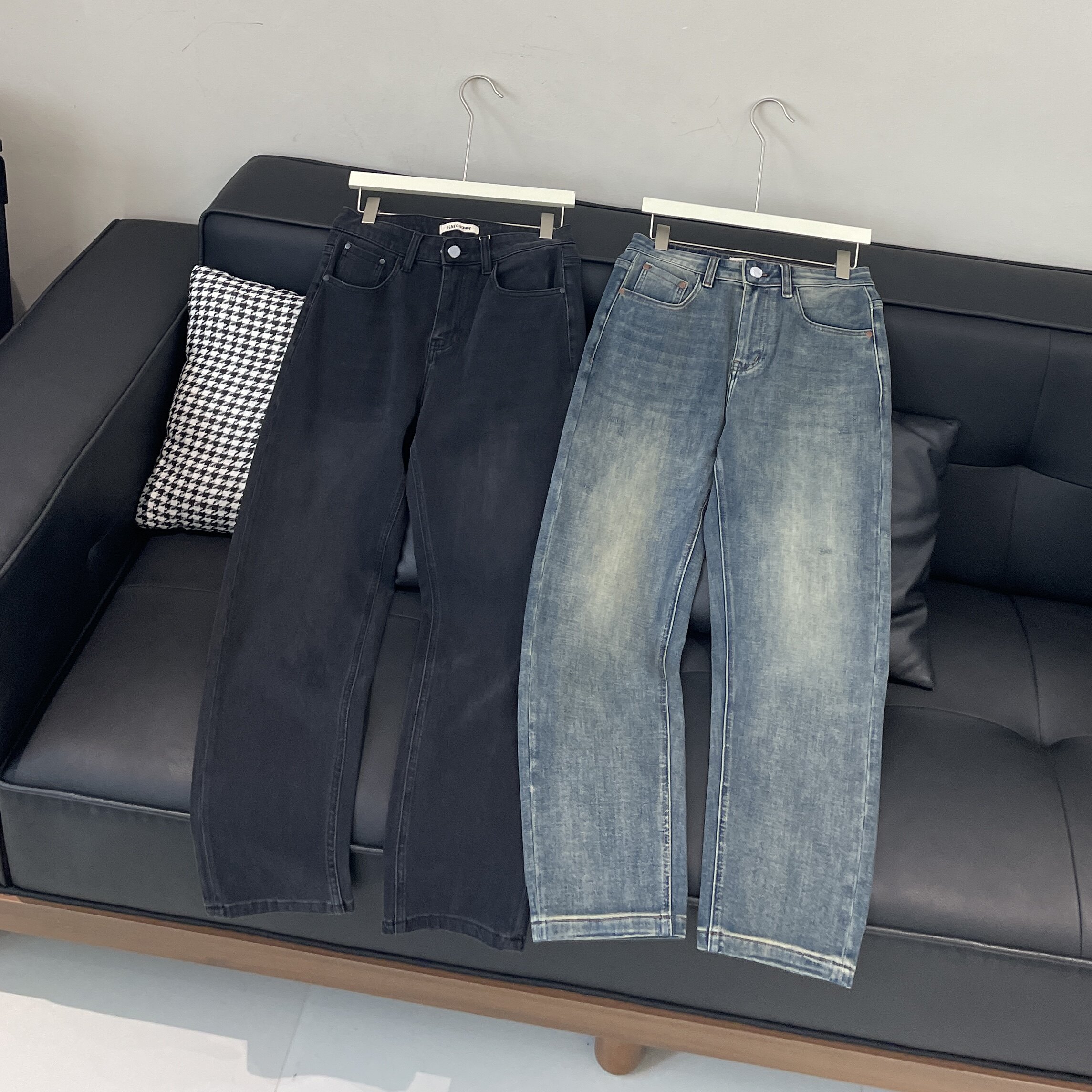 漠柯秋冬季四面弹窄版直筒牛仔裤男美式复古水洗合体显瘦长裤子潮