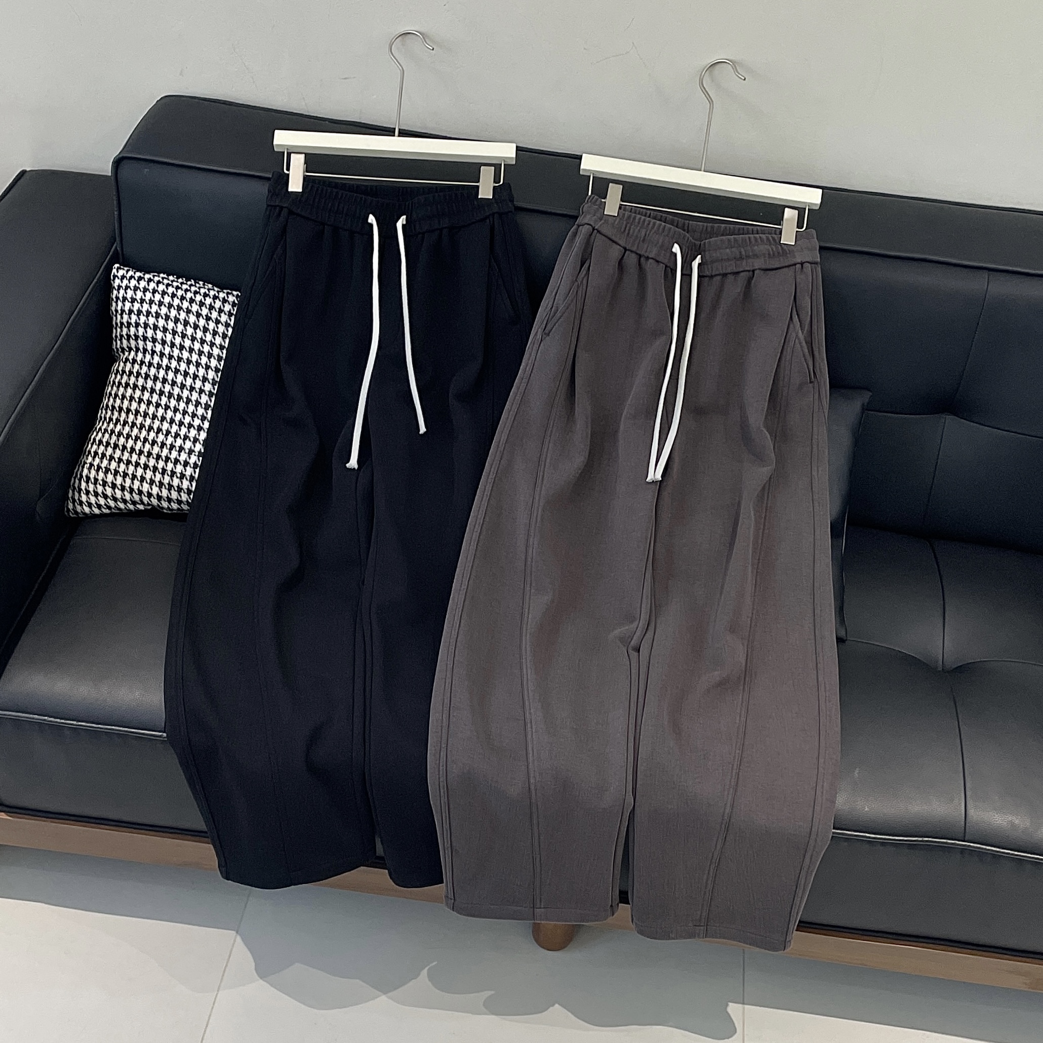 日系复古休闲加绒加厚弯刀休闲裤