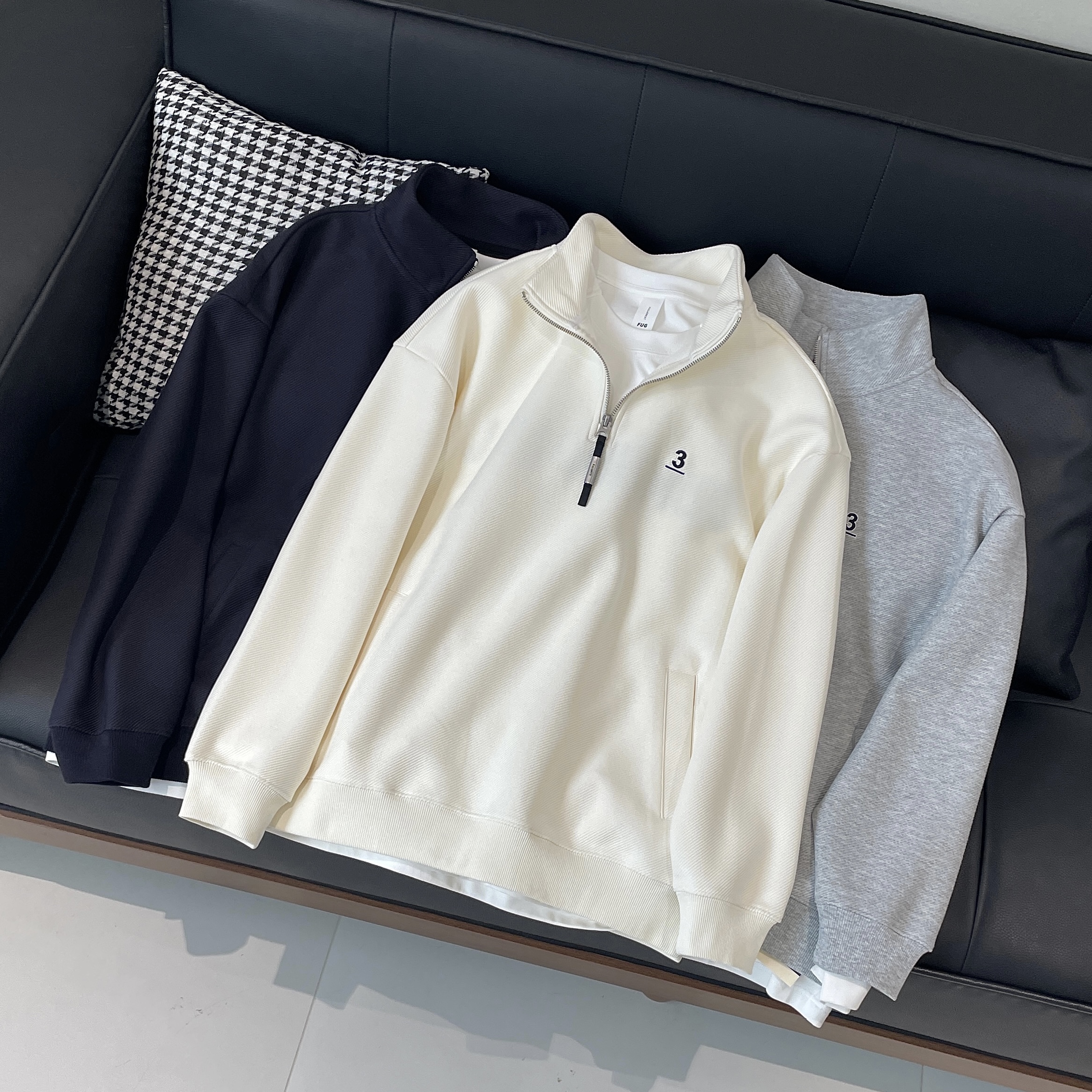 众库秋冬季美式休闲半拉链立领卫衣男宽松休闲痞帅百搭情侣外套潮