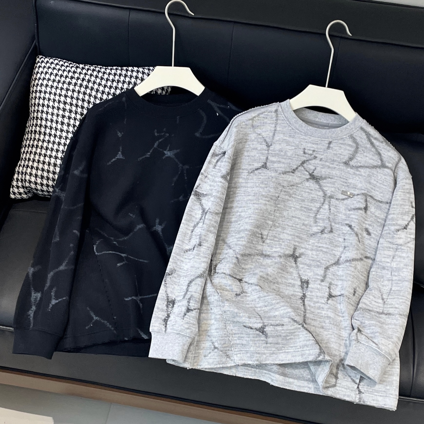 复古扎染廓形宽松长袖T恤潮宽松