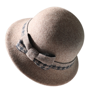 秋冬季女羊毛呢帽子英伦复古礼帽洋气时尚百搭渔夫帽保暖中年盆帽