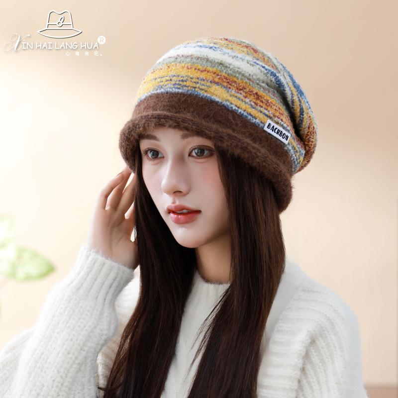 堆堆帽子逛街时尚女士秋冬季护耳