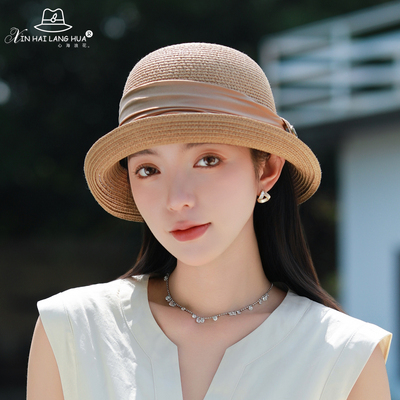 夏季新款草帽女复古卷边防晒帽