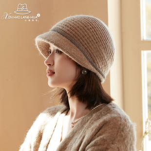 妈妈帽子女秋冬季中老年人加厚鸭舌保暖帽韩版时尚百搭针织毛线帽