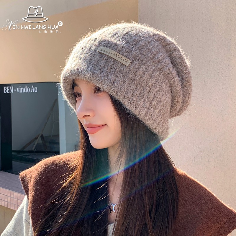 护耳毛线帽女羊毛秋冬季
