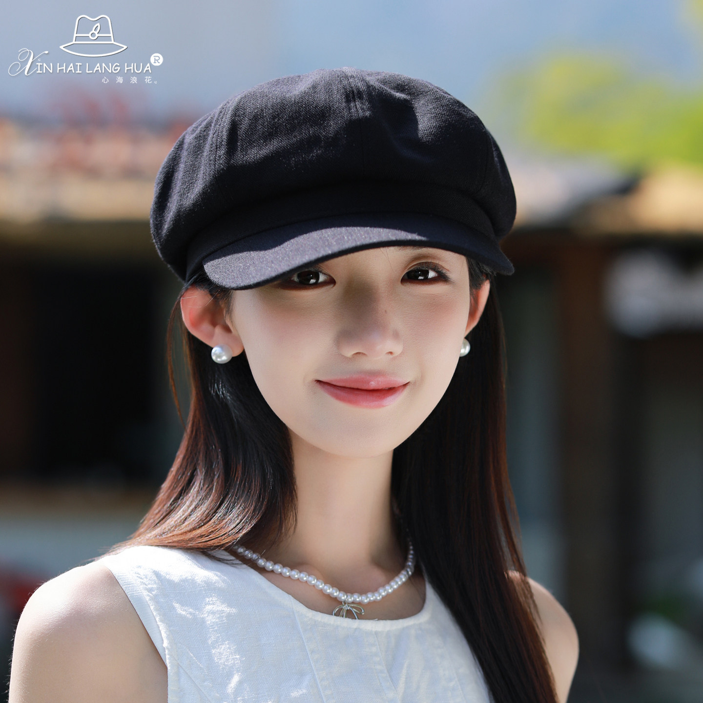 棉麻贝雷帽子女韩版春秋季英伦复古百搭鸭舌八角帽遮阳防晒画家帽