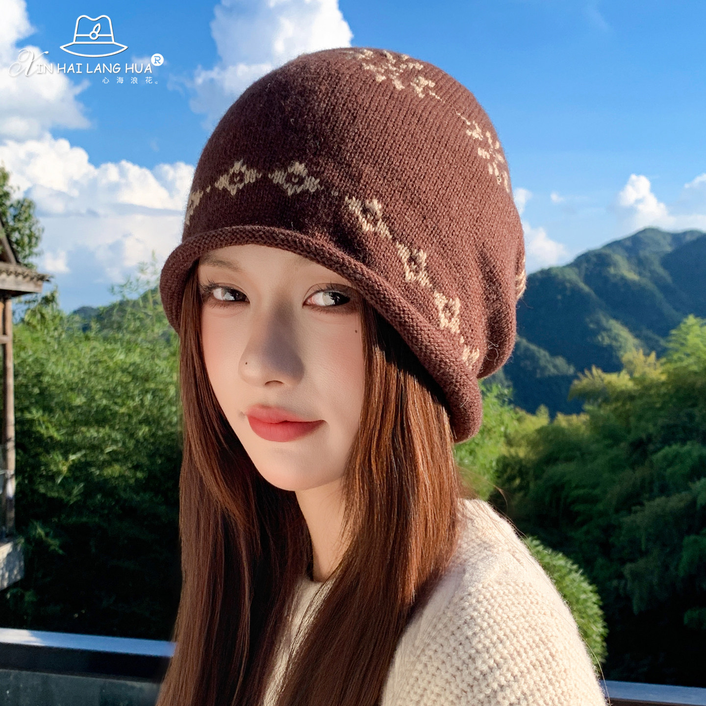 复古提花针织毛线帽子女冬季韩版时尚百搭卷边包头帽护耳保暖冷帽,服饰配件/皮带/帽子/围巾,帽子,淘宝优惠券,粉丝福利购,淘宝优惠卷