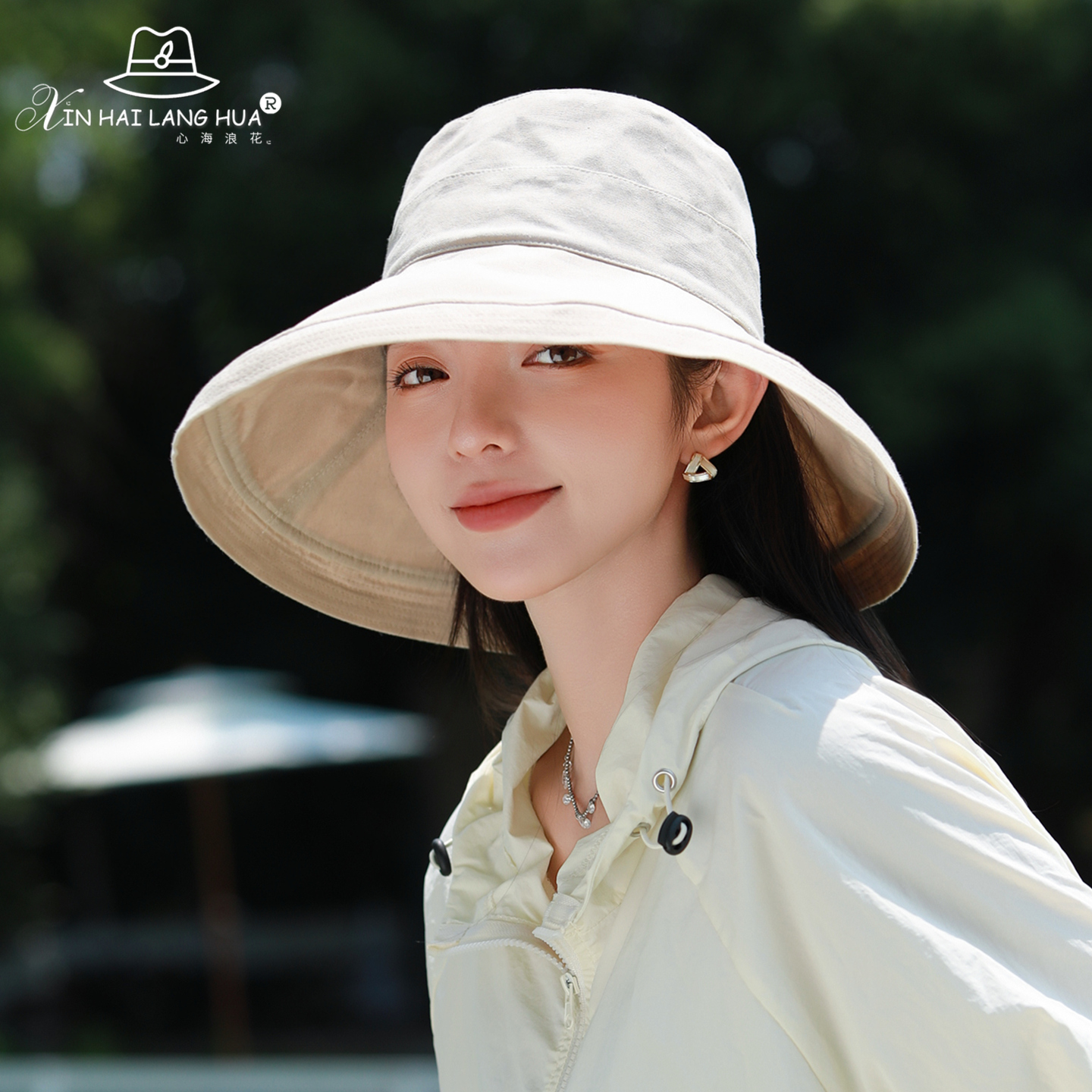 大檐遮阳渔夫帽子女款夏季防紫外线防晒帽子时尚百搭太阳帽可折叠