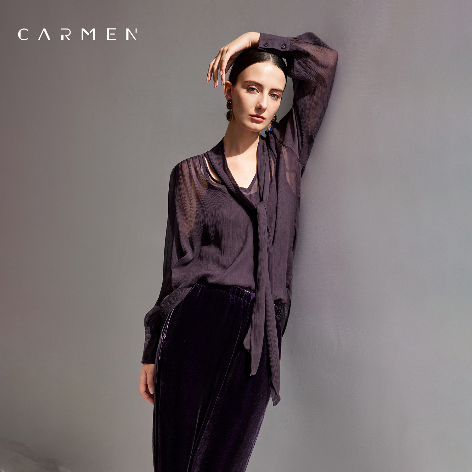 【商场同款】卡蔓法式飘带真丝衬衫女25秋设计感OL气质桑蚕丝上衣