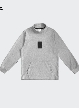 BOUNCE官方BONS阔领华夫格卫衣运动休闲半高领长袖套头衫男子