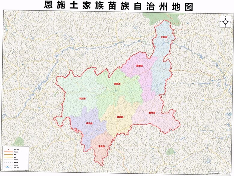 2021新款恩施州地图贴图 办公室挂图 高清防水墙壁装饰画定制地图