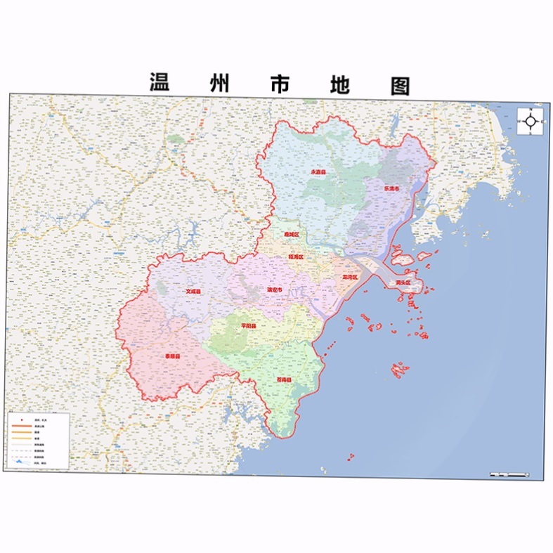 2021新款温州市地图贴图 办公室挂图 高清防水墙壁装饰画定制地图