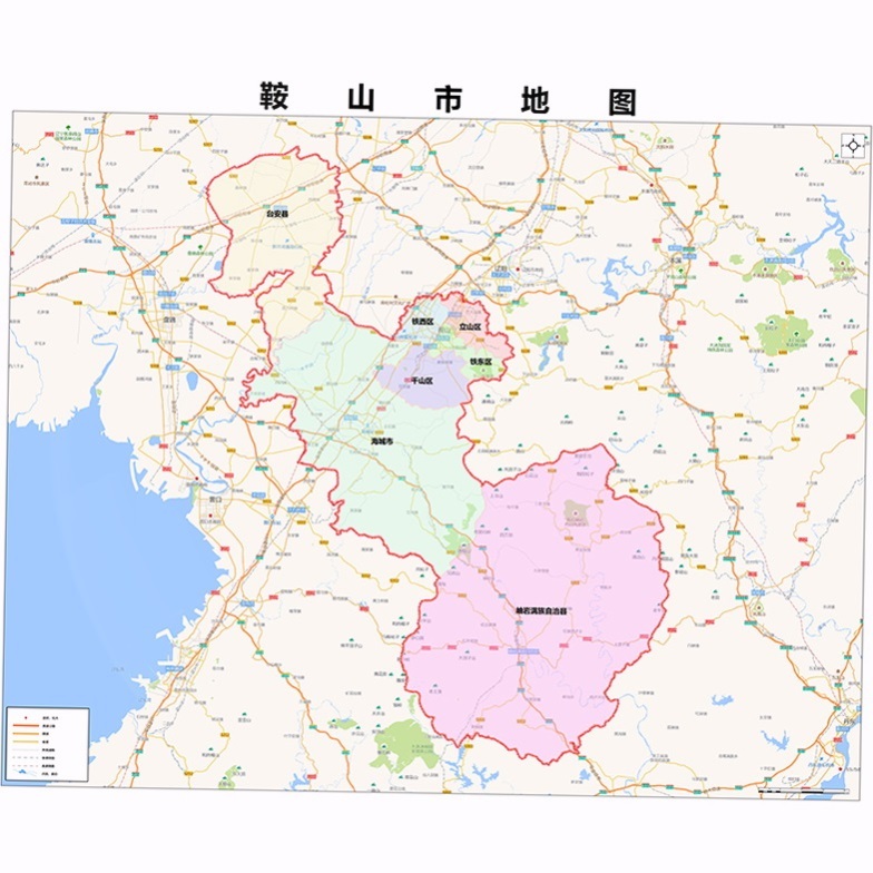 2021新款鞍山市地图贴图 办公室挂图 高清防水墙壁装饰画定制地图