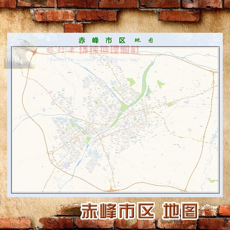 超大巨幅 赤峰市区地图订制定做 城市城区海报2021新版装饰画芯