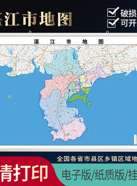 2026新款湛江市行政地图办公室挂图高清壁贴超大装饰画定制