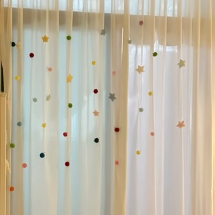 窗帘纱帘装饰点缀创意五角小星星糖果色毛球别针款可爱卡通小饰品