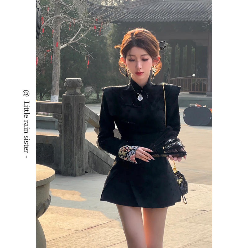 小雨姐姐【念奴娇】新中式国风改良旗袍盘扣收腰显瘦侧开叉连衣裙