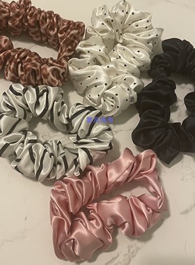 slip真丝发圈 大号 粉色黑色白色条纹 护发头发无损伤 无折痕无盒