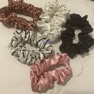 slip真丝发圈 大号 粉色黑色白色条纹 护发头发无损伤 无折痕无盒