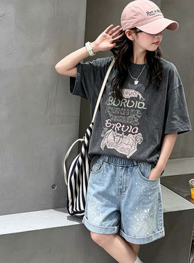 壹妈女大童夏季薄款牛仔短裤