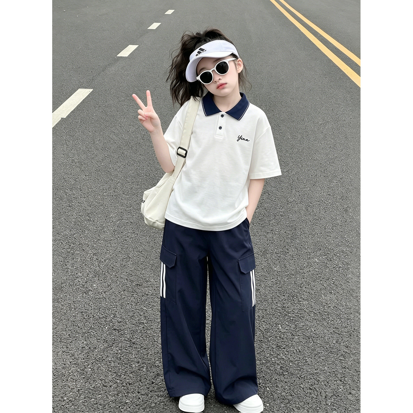 韩版童装女童短袖套装