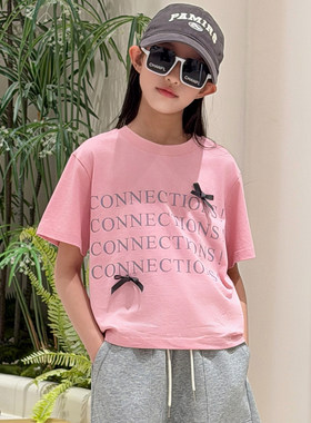 壹妈童装女童粉色印花T恤