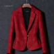 女气质名媛修身 显瘦通勤短外套 新款 小香风西装 中国红 2026春季