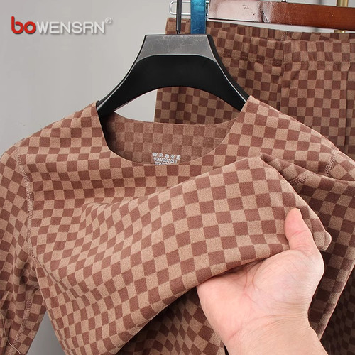 高级感无痕德绒保暖秋衣秋裤套装男士2025新款冬季内衣打底衫男款