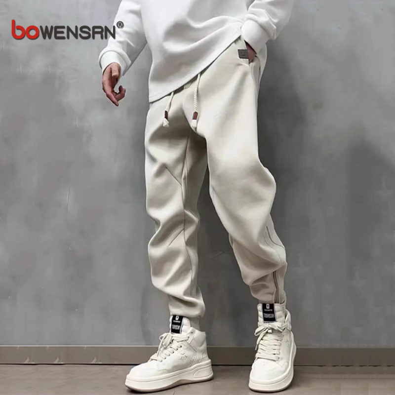 拉链卫裤男士2025新款春秋冬季高级感束脚休闲男裤子男款加绒加厚