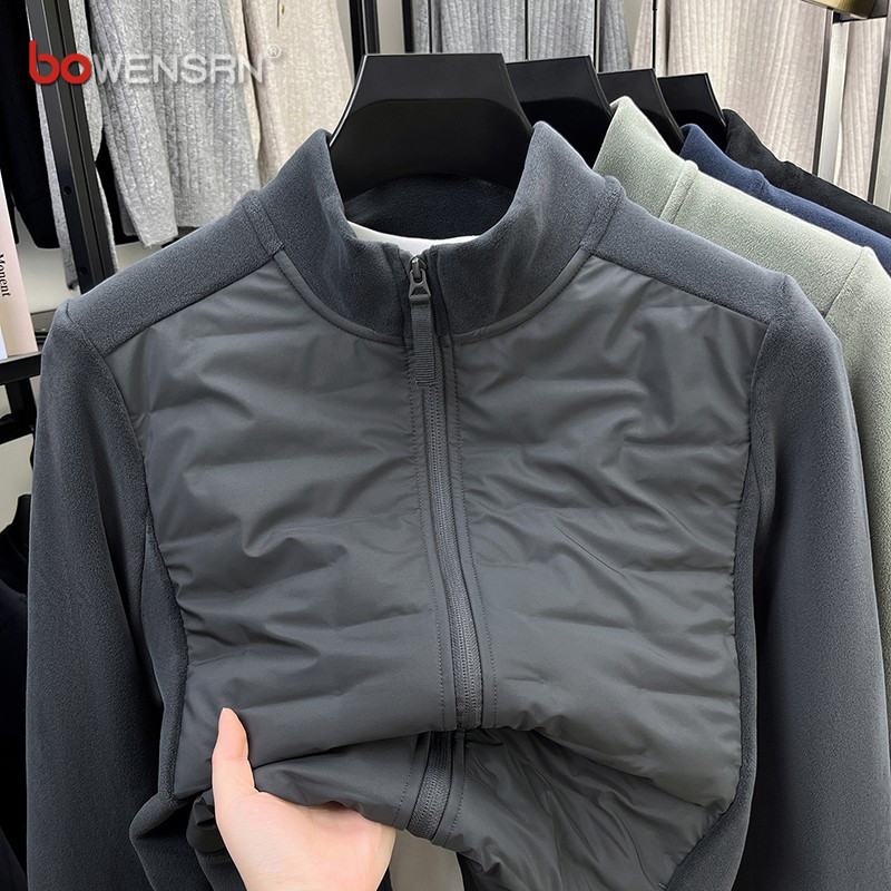 高端摇粒绒拼接立领羽绒服男士2025新款冬季抗寒保暖夹克外套男款,男装,羽绒服,淘宝优惠券,粉丝福利购,淘宝优惠卷