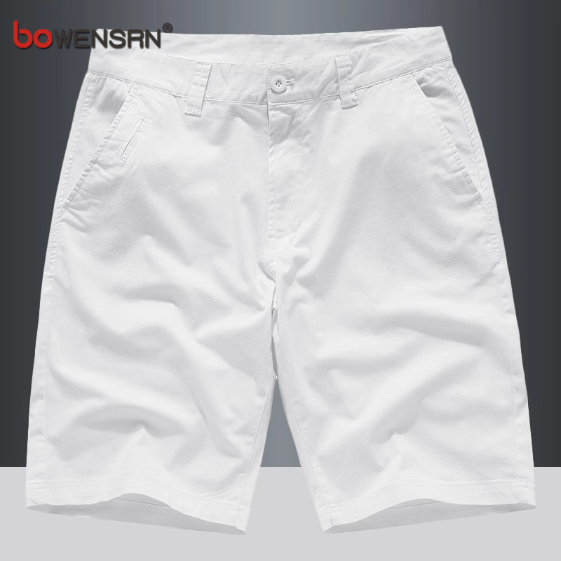 高端白色休闲短裤男士夏季2025新款潮流直筒宽松纯棉五分裤子男款