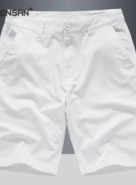 高端白色休闲短裤男士夏季2025新款潮流直筒宽松纯棉五分裤子男款