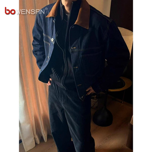 复古老钱风牛仔外套男士2025新款春秋冬季高级感痞帅工装夹克男款