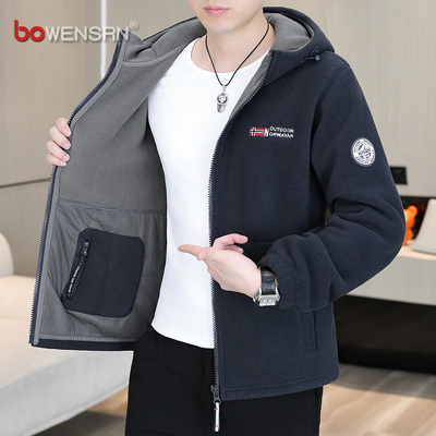 加厚摇粒绒外套男士2025新款秋冬装双面抓绒羊羔绒男外套夹克男款