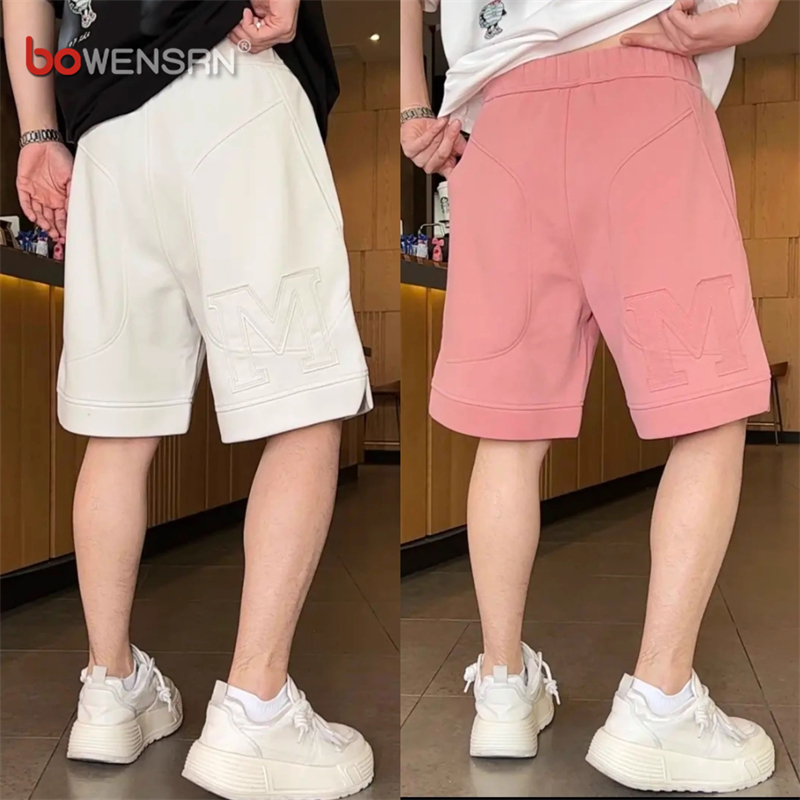 潮牌刺绣休闲短裤男士2025新款夏季外穿男裤痞帅运动五分裤子男款